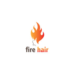 fire hair logo vector illustration color woman design