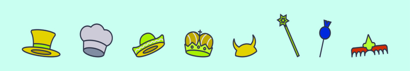 set of happy purim element cartoon icon design template with various models. vector illustration isolated on blue background