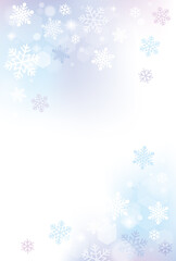 キラキラ光る雪の結晶　寒中見舞いテンプレート　文字なし