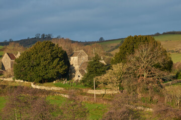 Historic church in the small hamlet of Langridge in the Cotswolds near Bath, Somerset, United Kingdom.