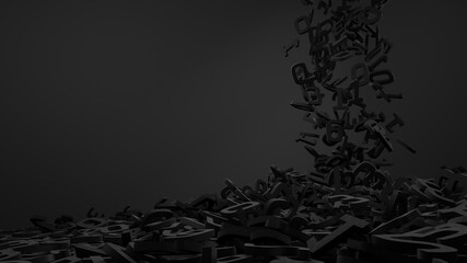 Black Numbers falling .background for display your products.3D rendering.clipping path included