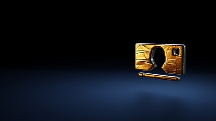 3d rendering symbol of television 1 wrapped in gold foil on dark blue background