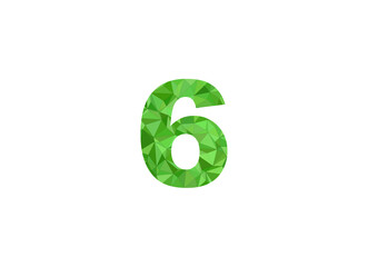 Number 6 in green color illustration isolated in white background