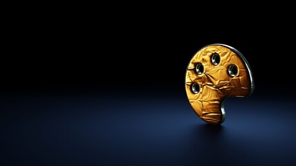 3d rendering symbol of palette wrapped in gold foil on dark blue background