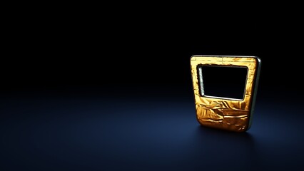 3d rendering symbol of glass whiskey wrapped in gold foil on dark blue background