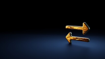 3d rendering symbol of exchange alt wrapped in gold foil on dark blue background