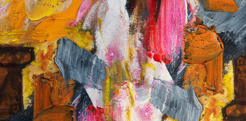 Oil painting on canvas abstract background with texture Panorama.