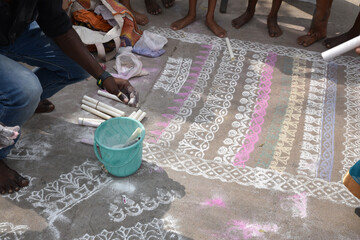 Dessins de sol en Inde du Sud