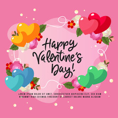 happy valentine day card with rose element