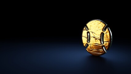 Fototapeta na wymiar 3d rendering symbol of baseball ball wrapped in gold foil on dark blue background