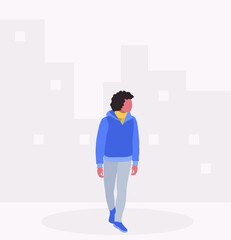 A man walks around the city. Vector flat illustration.