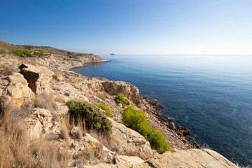 Fototapeta na wymiar Natural park by the sea in La Cala de Finestrat, Benidorm, Spain.