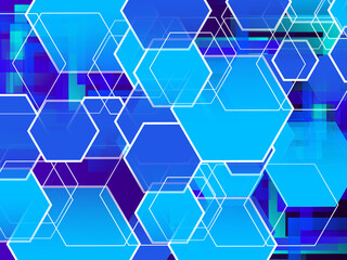 geometric abstract shapes with stylish blue background
