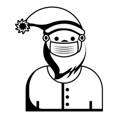 Santa Claus wearing Medical face mask Concept, Western Christian culture  Vector Icon Design, Merry Christmas Symbol on white background, New Year Celebration Sign,