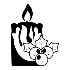 Fire Flame Wax with Red Fruit Vector Icon Design, Merry Christmas Symbol on white background, New Year Celebration Sign, Candle and Berries Concept,