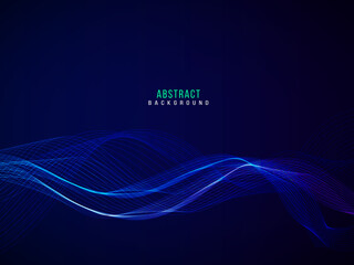 Dark abstract background with flowing abstract blue waves