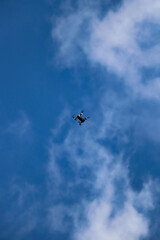 Fototapeta na wymiar Drone circling through the clear blue Tenerife skies