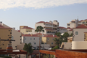 Street view over the hotels and resorts of Costa Adeje in Tenerife