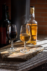 Tasting of Portuguese fortified port wine, produced in Douro Valley, North of Portugal
