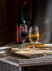 Tasting of Portuguese fortified port wine, produced in Douro Valley, North of Portugal