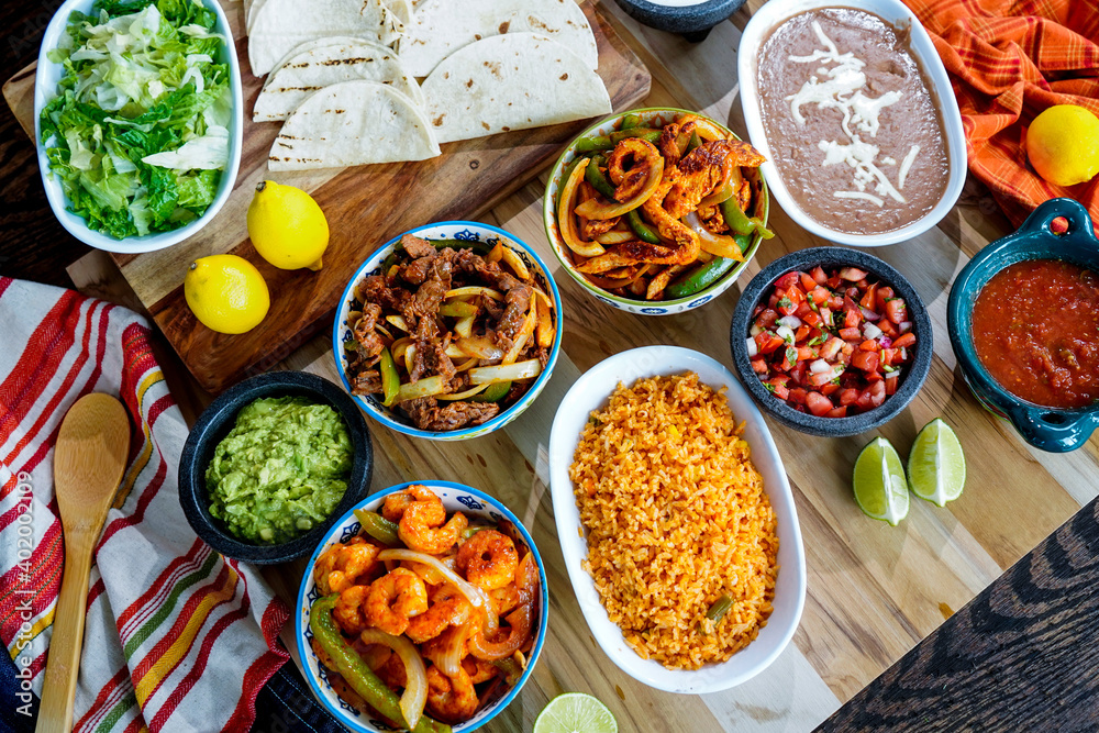 Wall mural preperation of fresh spanish mexican food