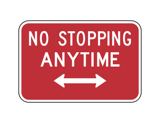 No stopping anytime road sign	