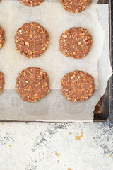 Homemade five cereal cookies with whole floor