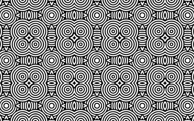 Doodling geometric texture. Ethnic Indian background for design, wallpaper, textile, coloring. Abstract black white template.