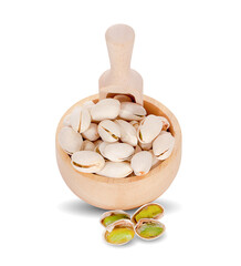 Pistachio in closeup isolated on white background