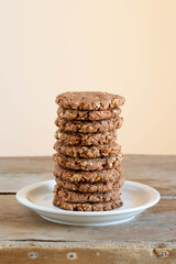 Homemade five cereal cookies with whole floor