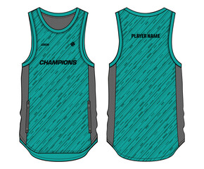 Sleeveless Tank Top Basketball  jersey vest design t-shirt template, sports jersey concept with front and back view for Men and women. Basketball, Volleyball, Running, tennis, badminton uniform.