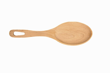 Large wooden spoon isolated on white background
