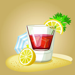 Fresh Cocktails and Smoothies in Glass with Straw Vector Set. Refreshing Fruit Water