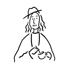 コーヒーを混ぜる男性