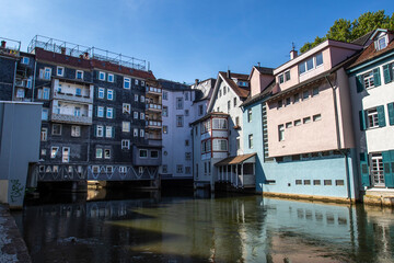 Fototapeta na wymiar Klein Venedig am Kesselwasen, Esslingen am Neckar, Baden-Württemberg