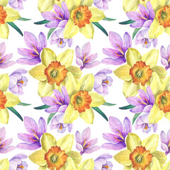 seamless floral pattern with crocuses