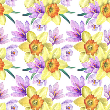 seamless floral pattern with crocuses