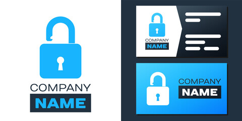 Logotype Open padlock icon isolated on white background. Opened lock sign. Cyber security concept. Digital data protection. Safety safety. Logo design template element. Vector.