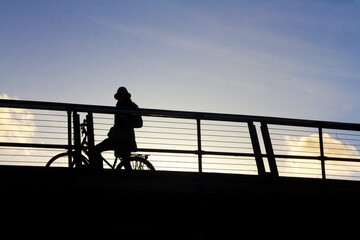SIlhouette on a bridge