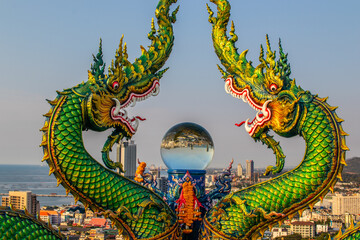 Fototapeta premium the glass ball from Wat Khao Phra Khru Si Racha District Thailand Asia