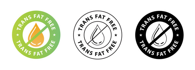 trans fat free vector symbol with drop - obrazy, fototapety, plakaty