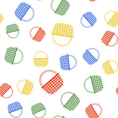 Color Shopping basket icon isolated seamless pattern on white background. Online buying concept. Delivery service sign. Shopping cart symbol. Vector.