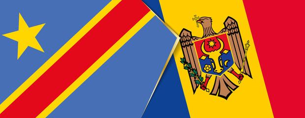 Democratic Republic of the Congo and Moldova flags, two vector flags.