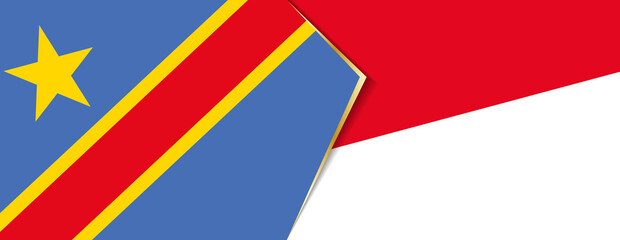 Fototapeta na wymiar Democratic Republic of the Congo and Monaco flags, two vector flags.