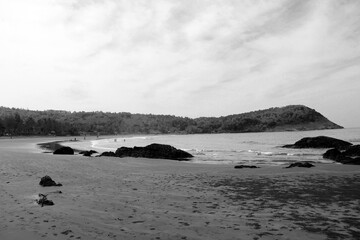 Beach at the Indian ocean in black and white