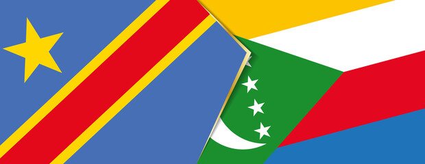 Democratic Republic of the Congo and Comoros flags, two vector flags.