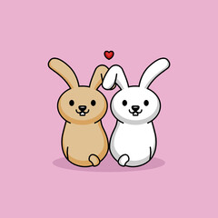 Obraz premium Cute of couple rabbit in valentine's day