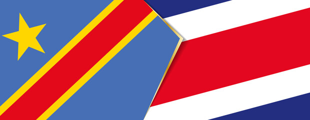 Democratic Republic of the Congo and Costa Rica flags, two vector flags.