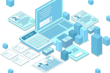 Big data concept. Isometric vector illustration in flat style.