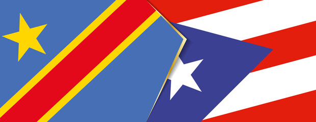 Fototapeta na wymiar Democratic Republic of the Congo and Puerto Rico flags, two vector flags.